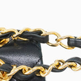 ★SALE【5hc1817-h】シャネル ショルダーバッグ マトラッセ Wフラップ Wチェーン ラムスキン ブラック ゴールド金具【中古】レディース