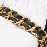 ★SALE【5hc1817-h】シャネル ショルダーバッグ マトラッセ Wフラップ Wチェーン ラムスキン ブラック ゴールド金具【中古】レディース