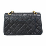 ★SALE【5hc1817-h】シャネル ショルダーバッグ マトラッセ Wフラップ Wチェーン ラムスキン ブラック ゴールド金具【中古】レディース