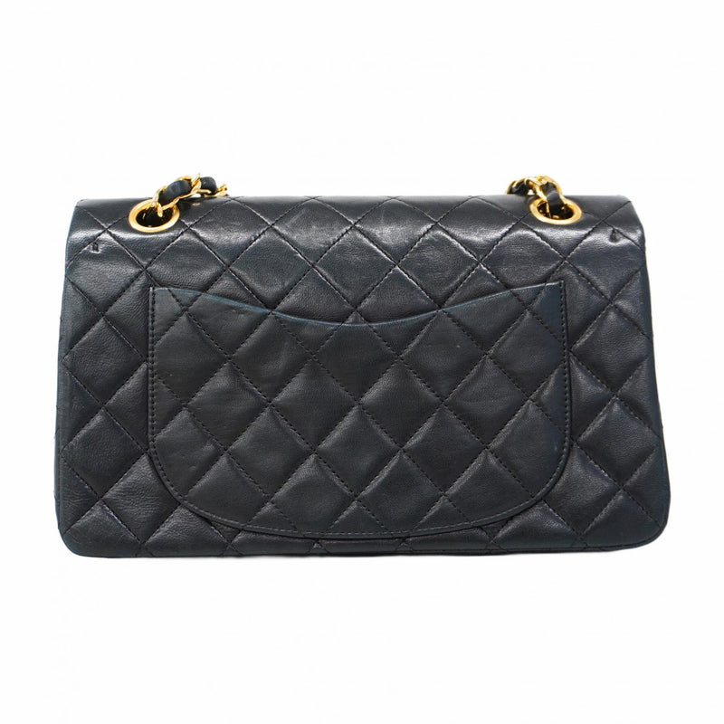 ★SALE【5hc1817-h】シャネル ショルダーバッグ マトラッセ Wフラップ Wチェーン ラムスキン ブラック ゴールド金具【中古】レディース