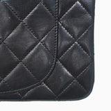 ★SALE【5hc1817-h】シャネル ショルダーバッグ マトラッセ Wフラップ Wチェーン ラムスキン ブラック ゴールド金具【中古】レディース