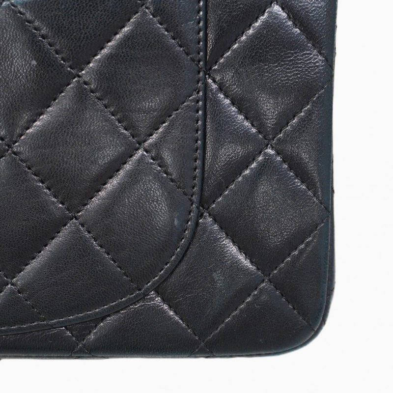 ★SALE【5hc1817-h】シャネル ショルダーバッグ マトラッセ Wフラップ Wチェーン ラムスキン ブラック ゴールド金具【中古】レディース