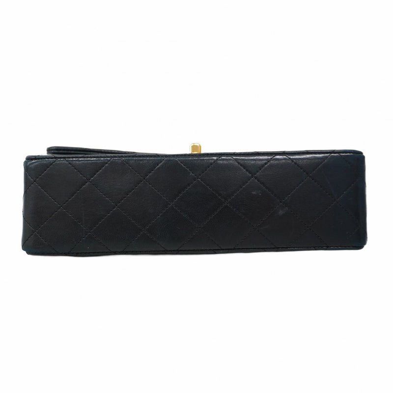 ★SALE【5hc1817-h】シャネル ショルダーバッグ マトラッセ Wフラップ Wチェーン ラムスキン ブラック ゴールド金具【中古】レディース