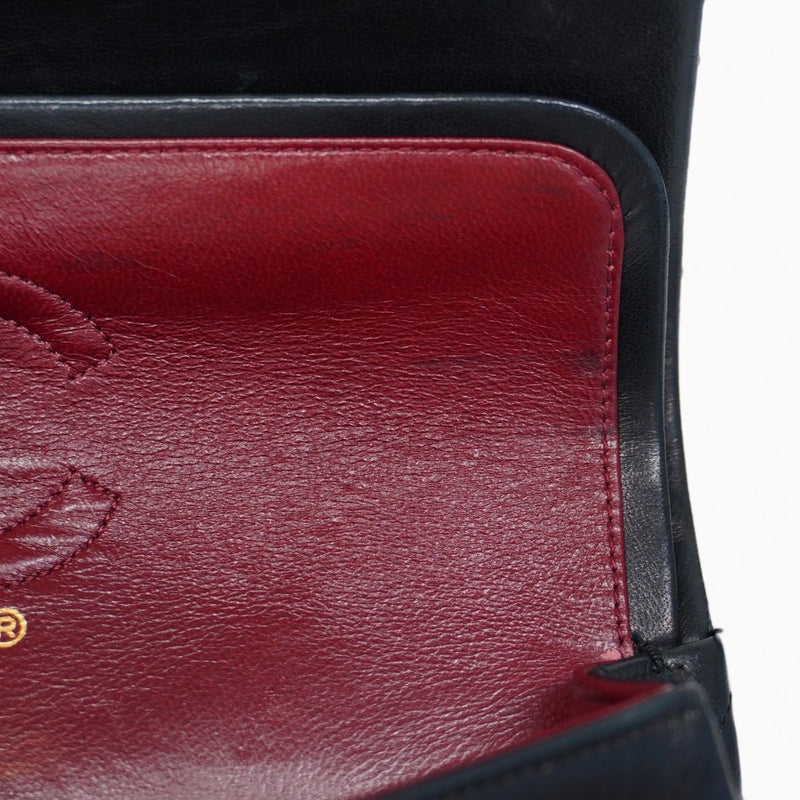 ★SALE【5hc1817-h】シャネル ショルダーバッグ マトラッセ Wフラップ Wチェーン ラムスキン ブラック ゴールド金具【中古】レディース