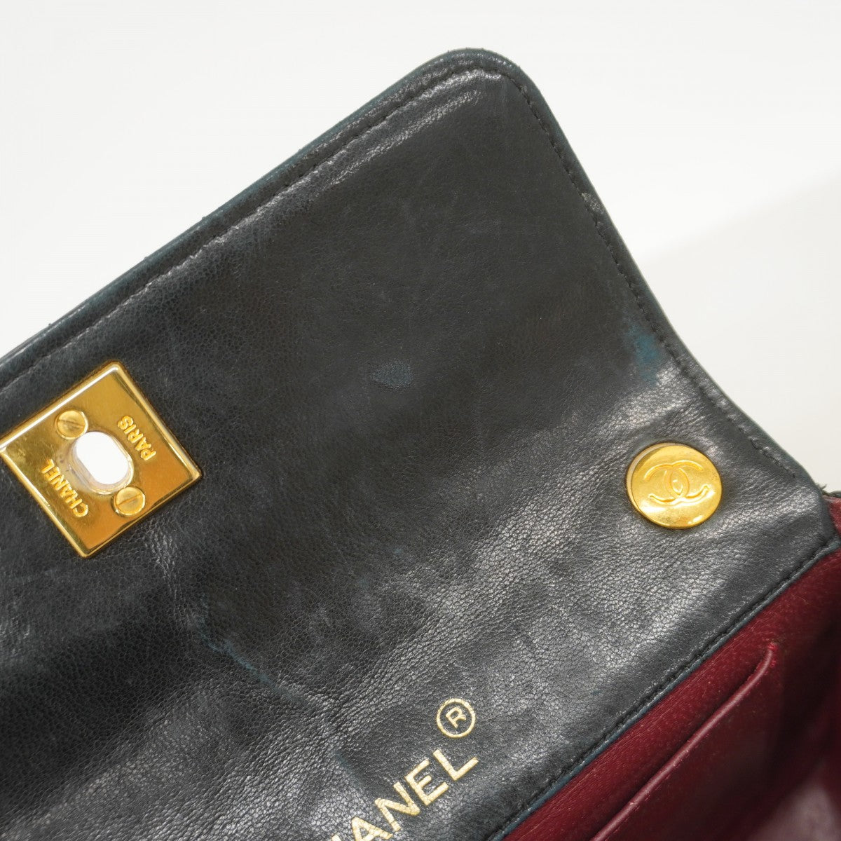 【5hc1824-h】シャネル ショルダーバッグ ミニマトラッセ チェーンショルダー ラムスキン ブラック ゴールド金具【中古】レディース