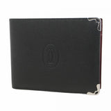 【5hc1840-h】カルティエ 財布 マスト レザー ブラック シルバー金具【中古】メンズ