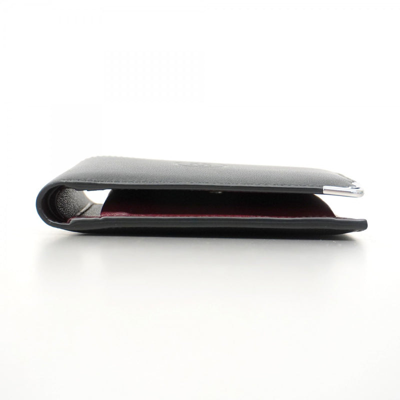 【5hc1840-h】カルティエ 財布 マスト レザー ブラック シルバー金具【中古】メンズ