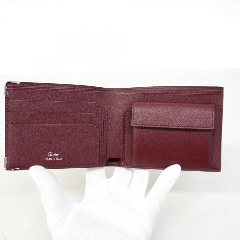 【5hc1840-h】カルティエ 財布 マスト レザー ブラック シルバー金具【中古】メンズ
