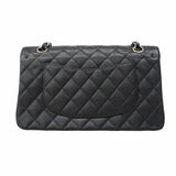 ★SALE【5hc1882-h】シャネル ショルダーバッグ マトラッセ Wフラップ Wチェーン キャビアスキン ブラック シルバー金具【中古】レディース