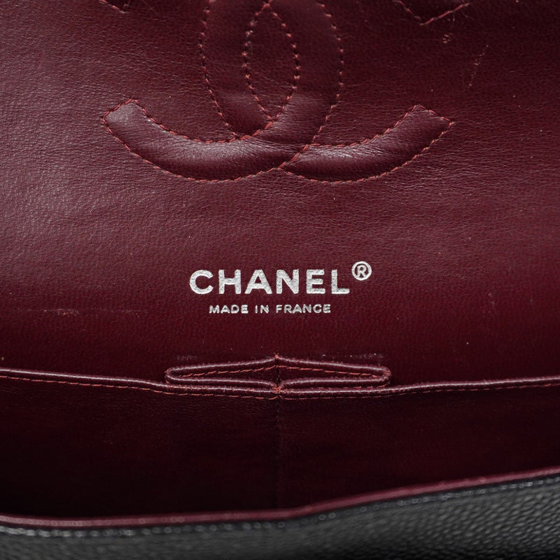 ★SALE【5hc1882-h】シャネル ショルダーバッグ マトラッセ Wフラップ Wチェーン キャビアスキン ブラック シルバー金具【中古】レディース