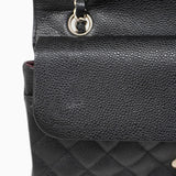 ★SALE【5hc1882-h】シャネル ショルダーバッグ マトラッセ Wフラップ Wチェーン キャビアスキン ブラック シルバー金具【中古】レディース