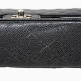 ★SALE【5hc1882-h】シャネル ショルダーバッグ マトラッセ Wフラップ Wチェーン キャビアスキン ブラック シルバー金具【中古】レディース
