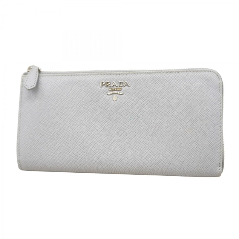 ★最終価格★SALE【5hc1936-h】プラダ 長財布 サフィアーノ レザー グレー シルバー金具【中古】レディース