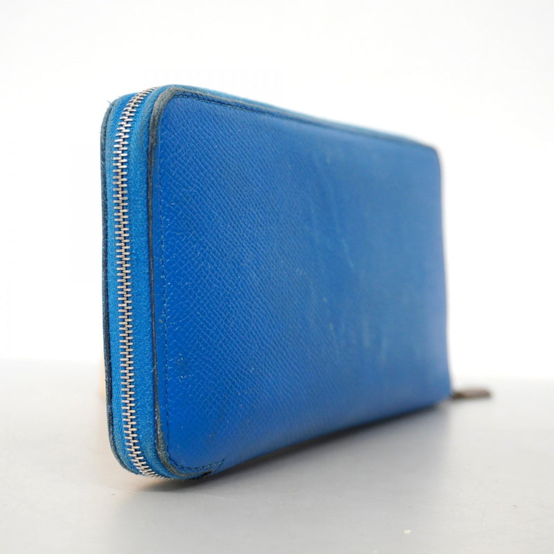 ★SALE【5hc1995-h】エルメス 長財布 アザップロングシルクイン ヴォーエプソン ブルーフランス シルバー金具 C刻印【中古】レディース