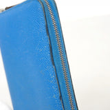★SALE【5hc1995-h】エルメス 長財布 アザップロングシルクイン ヴォーエプソン ブルーフランス シルバー金具 C刻印【中古】レディース