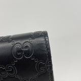 ★SALE【5hc2094-h】グッチ 名刺入れ グッチシマ 406924 レザー ブラック シャンパンゴールド金具【中古】レディース