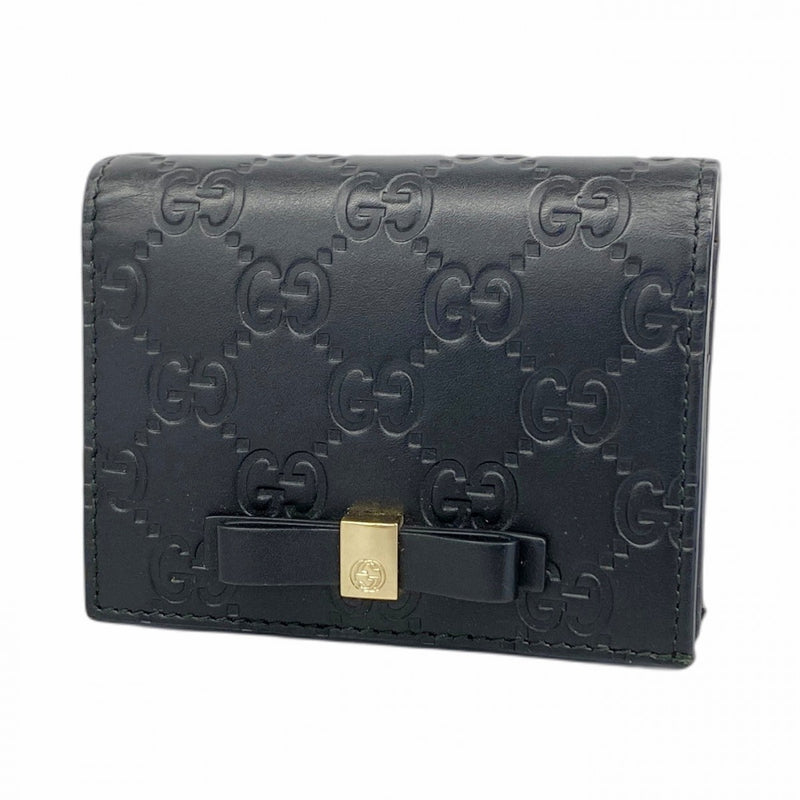 ★SALE【5hc2094-h】グッチ 名刺入れ グッチシマ 406924 レザー ブラック シャンパンゴールド金具【中古】レディース