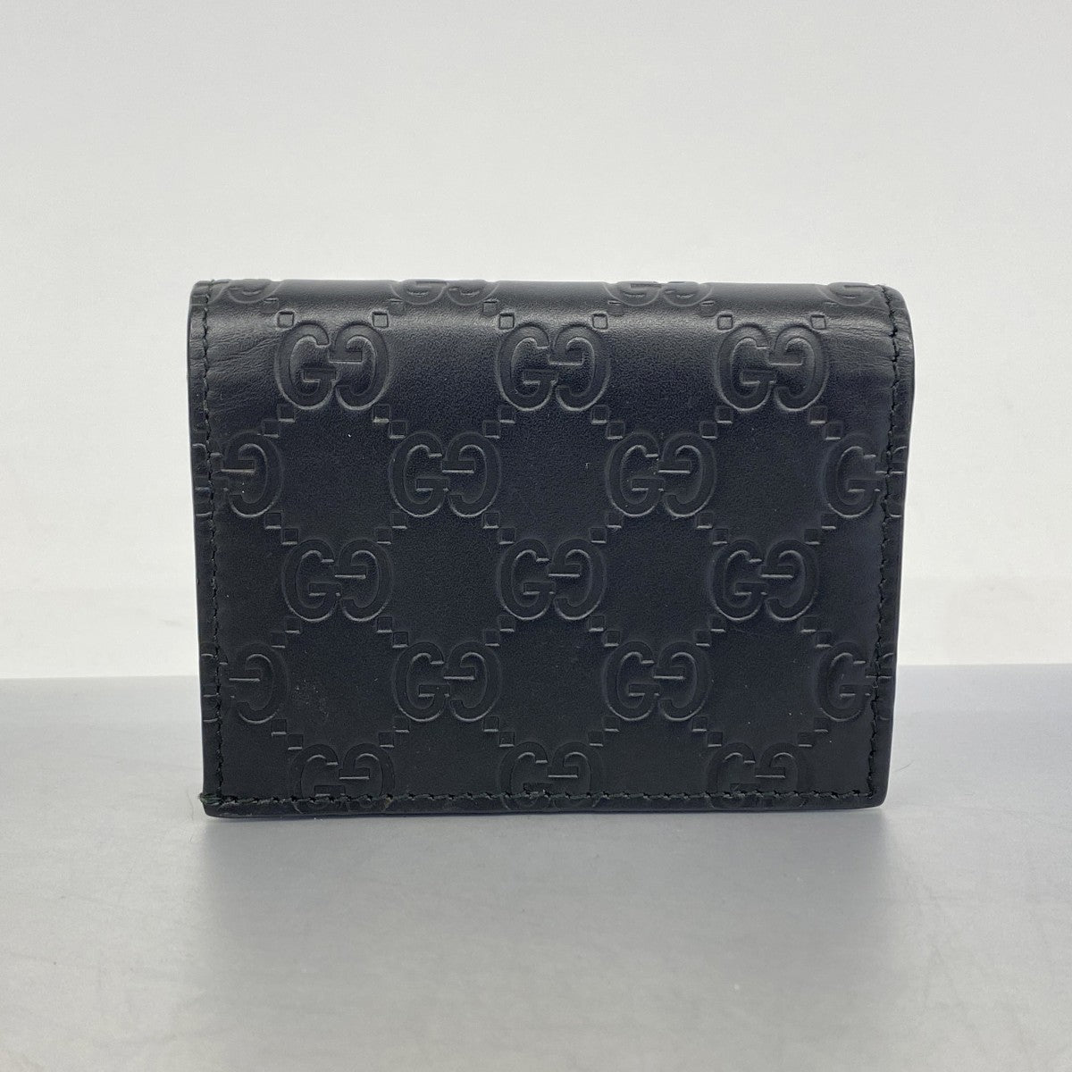 ★SALE【5hc2094-h】グッチ 名刺入れ グッチシマ 406924 レザー ブラック シャンパンゴールド金具【中古】レディース