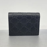 ★SALE【5hc2094-h】グッチ 名刺入れ グッチシマ 406924 レザー ブラック シャンパンゴールド金具【中古】レディース