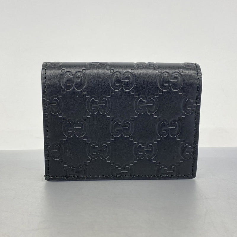 ★SALE【5hc2094-h】グッチ 名刺入れ グッチシマ 406924 レザー ブラック シャンパンゴールド金具【中古】レディース