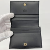 ★SALE【5hc2094-h】グッチ 名刺入れ グッチシマ 406924 レザー ブラック シャンパンゴールド金具【中古】レディース
