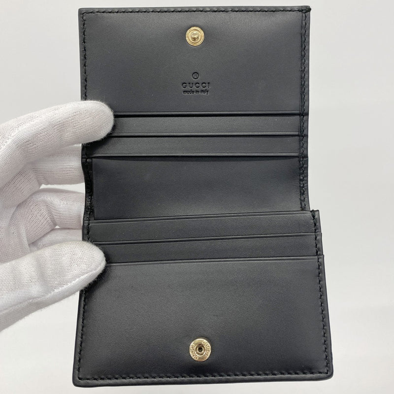 ★SALE【5hc2094-h】グッチ 名刺入れ グッチシマ 406924 レザー ブラック シャンパンゴールド金具【中古】レディース
