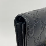 ★SALE【5hc2094-h】グッチ 名刺入れ グッチシマ 406924 レザー ブラック シャンパンゴールド金具【中古】レディース