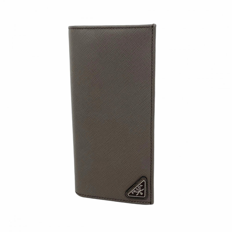 ★最終価格【5hc2189-h】プラダ 長財布 サフィアーノ レザー グレー シルバー金具【中古】メンズ