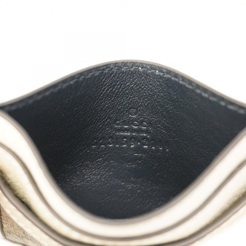 【5hc2208-h】グッチ カードケース オフィディア 523159 PVC レザー ベージュ ホワイト ゴールド金具【中古】レディース