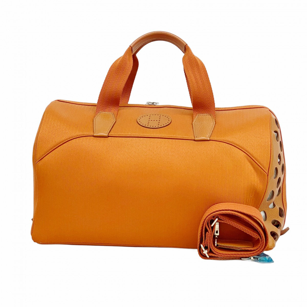 【5hc2264-h】エルメス ドッグキャリー トワルシェブロン オレンジ シルバー金具【中古】メンズ レディース ユニセックス