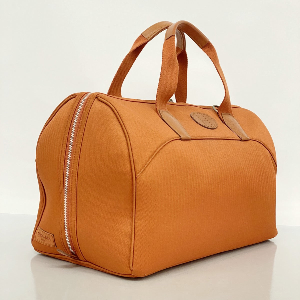 【5hc2264-h】エルメス ドッグキャリー トワルシェブロン オレンジ シルバー金具【中古】メンズ レディース ユニセックス
