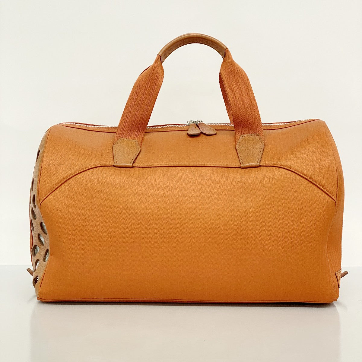 【5hc2264-h】エルメス ドッグキャリー トワルシェブロン オレンジ シルバー金具【中古】メンズ レディース ユニセックス