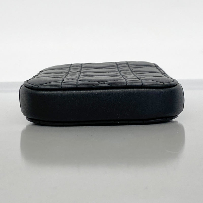 ★最終価格★SALE【5hc2265-h】クリスチャンディオール フォンケース カナージュ レザー ブラック ゴールド金具【中古】レディース