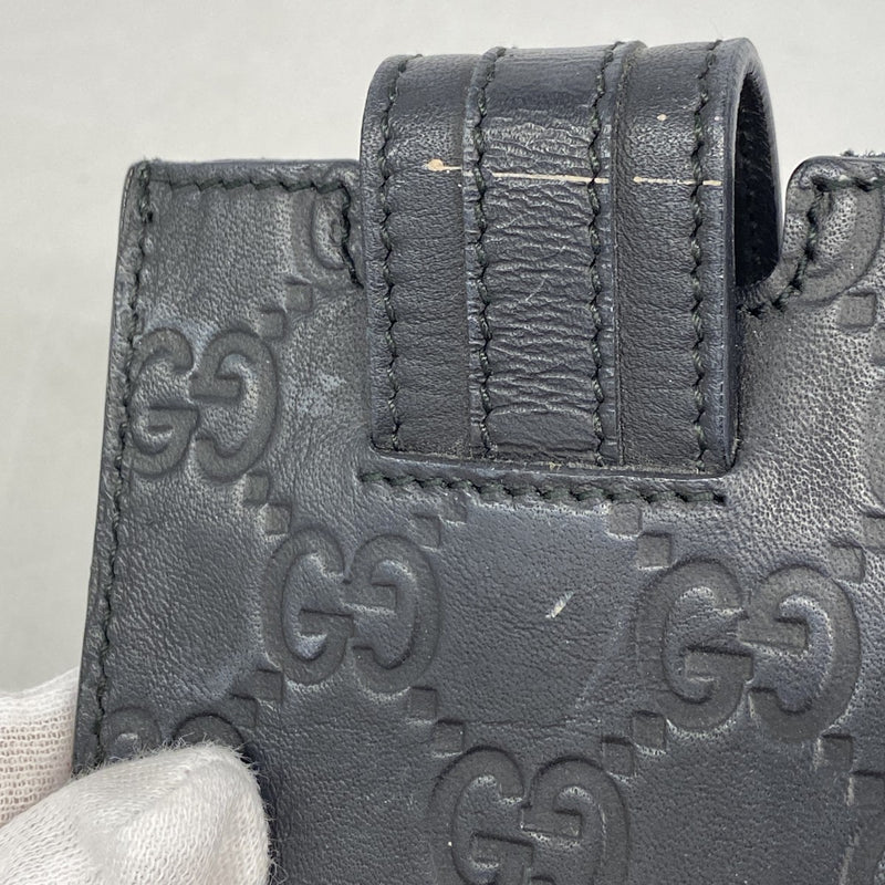 ★在庫処分★SALE【5hc2266-h】グッチ カードケース グッチシマ 240188 レザー ブラック シルバー金具【中古】メンズ レディース ユニセックス