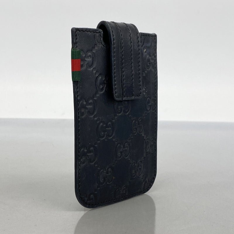 ★在庫処分★SALE【5hc2266-h】グッチ カードケース グッチシマ 240188 レザー ブラック シルバー金具【中古】メンズ レディース ユニセックス