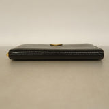 ★SALE【5hc2342-h】プラダ 長財布 サフィアーノ エナメル ブラック ゴールド金具【中古】レディース