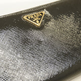 ★SALE【5hc2342-h】プラダ 長財布 サフィアーノ エナメル ブラック ゴールド金具【中古】レディース