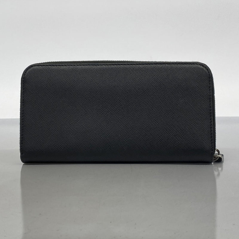 【5hc2401-h】プラダ 長財布 サフィアーノ レザー ブラック シルバー金具【中古】メンズ レディース ユニセックス