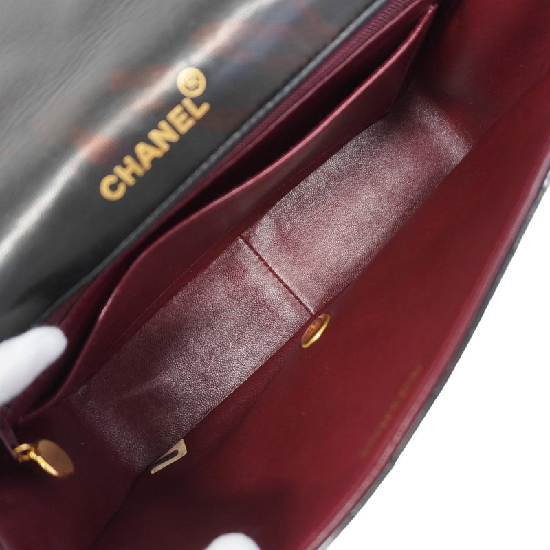 【5hc2447-h】シャネル ショルダーバッグ マトラッセ チェーンショルダー ラムスキン ブラック ゴールド金具【中古】レディース
