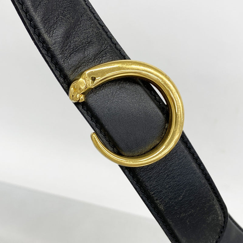 【5hc2482-h】カルティエ ショルダーバッグ パンテール レザー ブラック ゴールド金具【中古】レディース