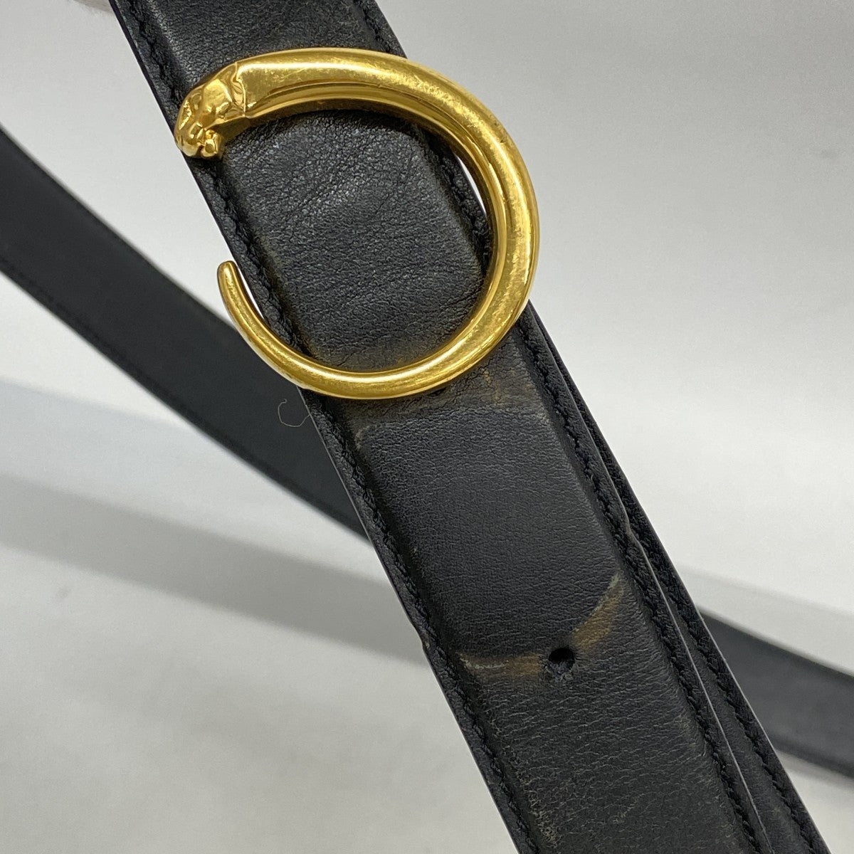 【5hc2482-h】カルティエ ショルダーバッグ パンテール レザー ブラック ゴールド金具【中古】レディース