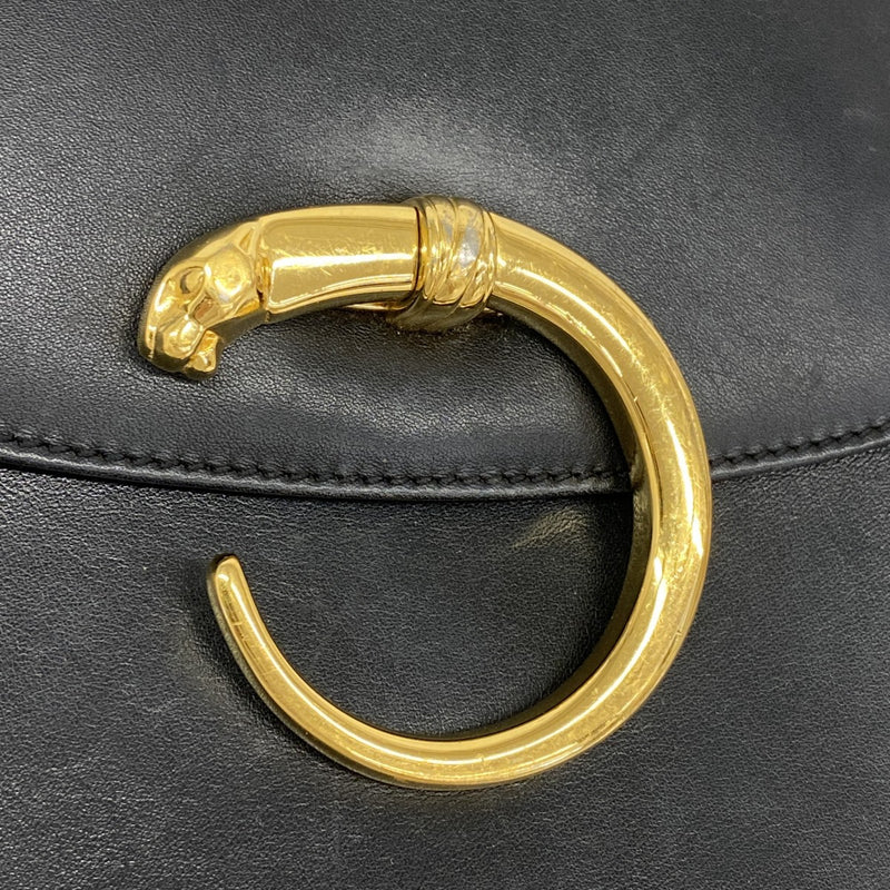 【5hc2482-h】カルティエ ショルダーバッグ パンテール レザー ブラック ゴールド金具【中古】レディース