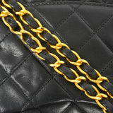 ★SALE【5hc2493-h】シャネル ショルダーバッグ マトラッセ Wフラップ Wチェーン ラムスキン ブラック ゴールド金具【中古】レディース
