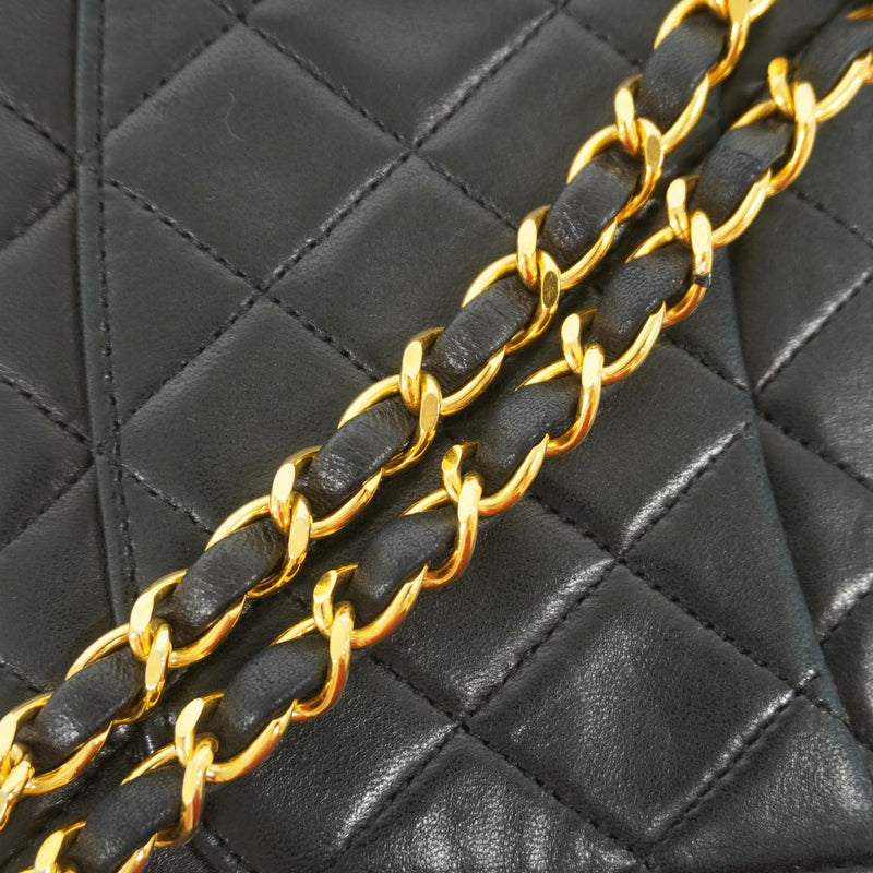 【5hc2538-h】シャネル ショルダーバッグ ミニマトラッセ チェーンショルダー ラムスキン ブラック ゴールド金具【中古】レディース