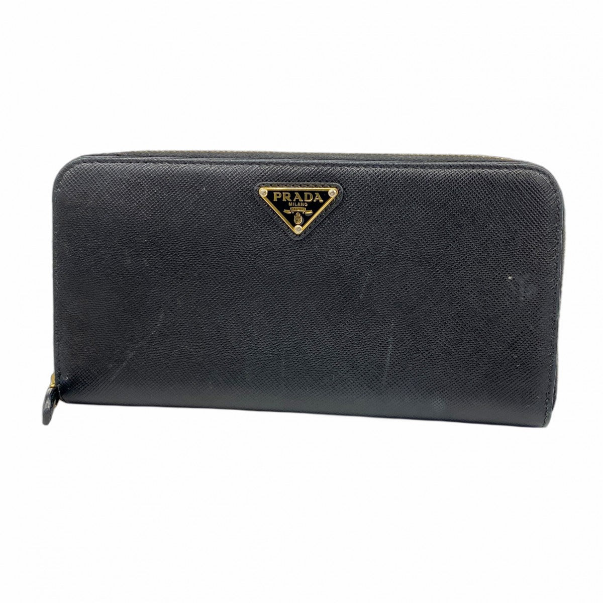 【5hc2564-h】プラダ 長財布 レザー ブラック ゴールド金具【中古】レディース