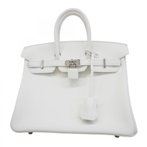 ★SALE【5hc2570-g-h】エルメス ハンドバッグ バーキン25 スイフト ニューホワイト シルバー金具 W刻印【中古】レディース