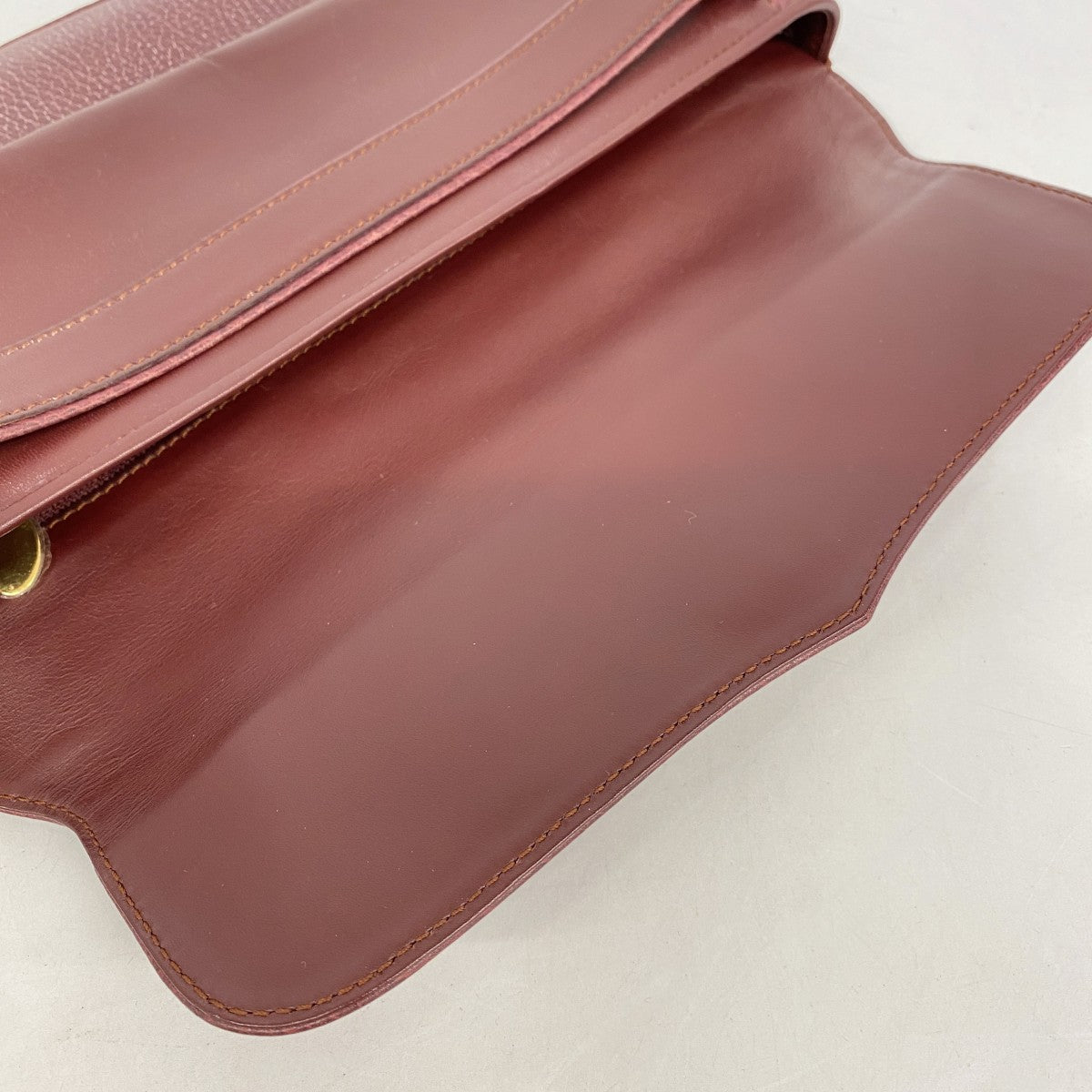 【5hc2697-h】カルティエ クラッチバッグ マスト レザー ボルドー ゴールド金具【中古】レディース