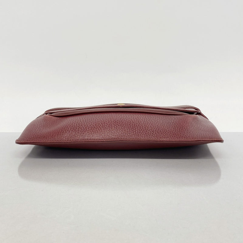 【5hc2697-h】カルティエ クラッチバッグ マスト レザー ボルドー ゴールド金具【中古】レディース