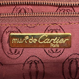 【5hc2697-h】カルティエ クラッチバッグ マスト レザー ボルドー ゴールド金具【中古】レディース