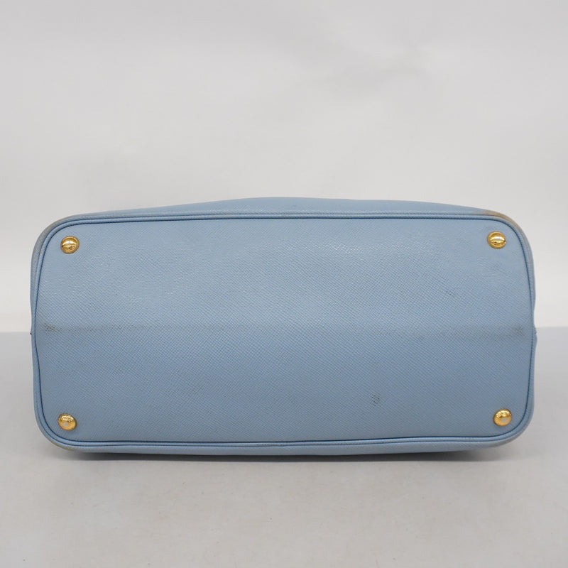 【5hc2833-h】プラダ トートバッグ サフィアーノ ドゥ―ブレ レザー ブルー ゴールド金具【中古】レディース